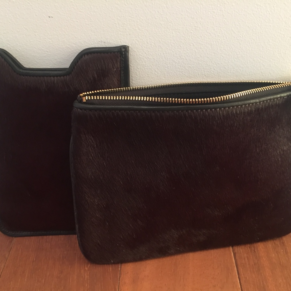 Gigi New York Haircalf Clutch and Mini Ipad Case